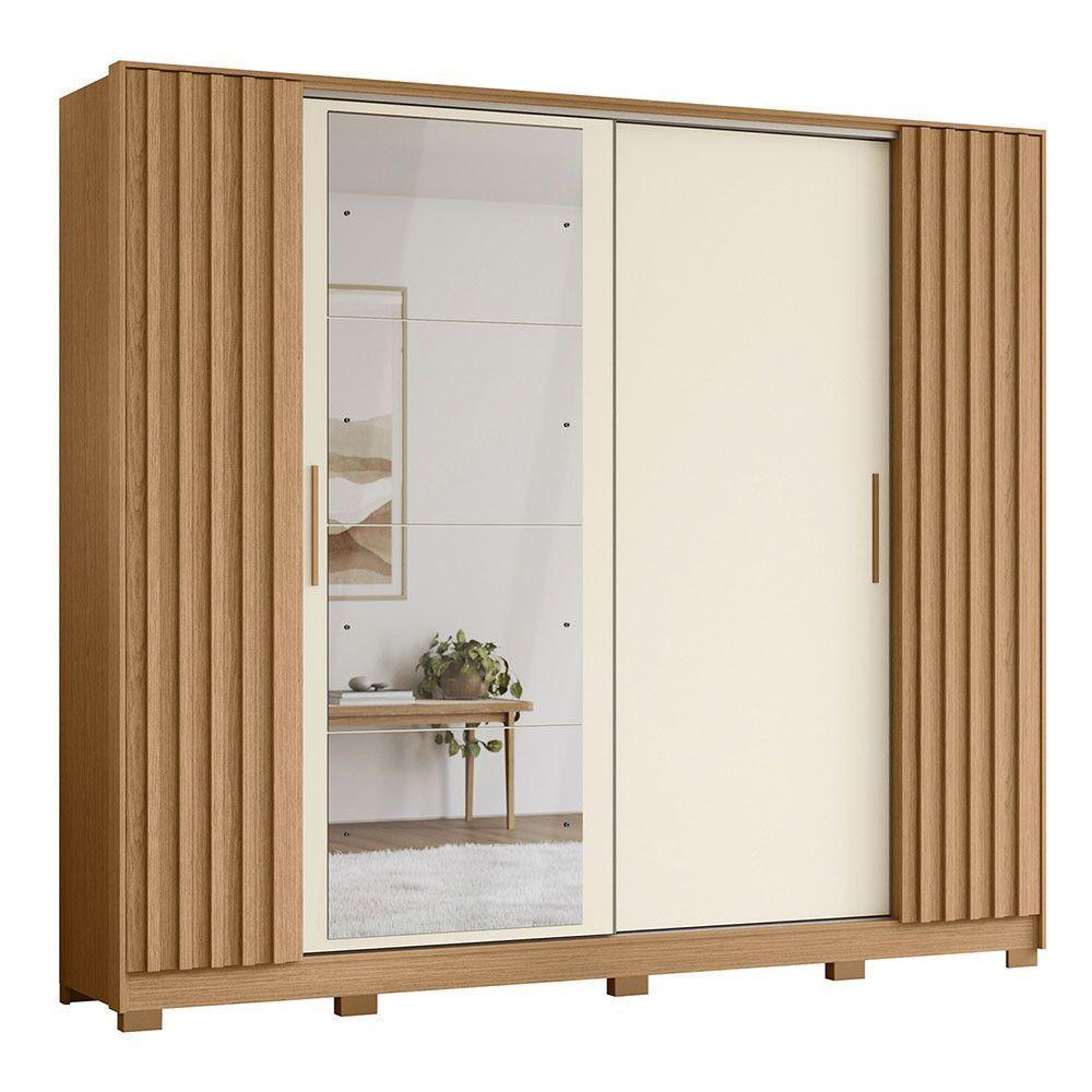 Guarda Roupa Jacarandá 4 Espelhos Ripado 1 Espelho Albatroz Freijó/off White (flex) - 1