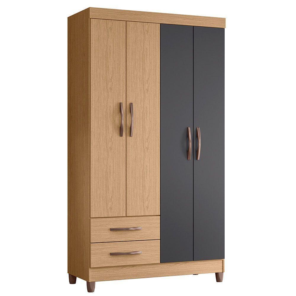 Guarda-roupa Albatroz âmbar 4 Portas Solteiro Mdp 2 Gavetas Freijó/titanium - 1