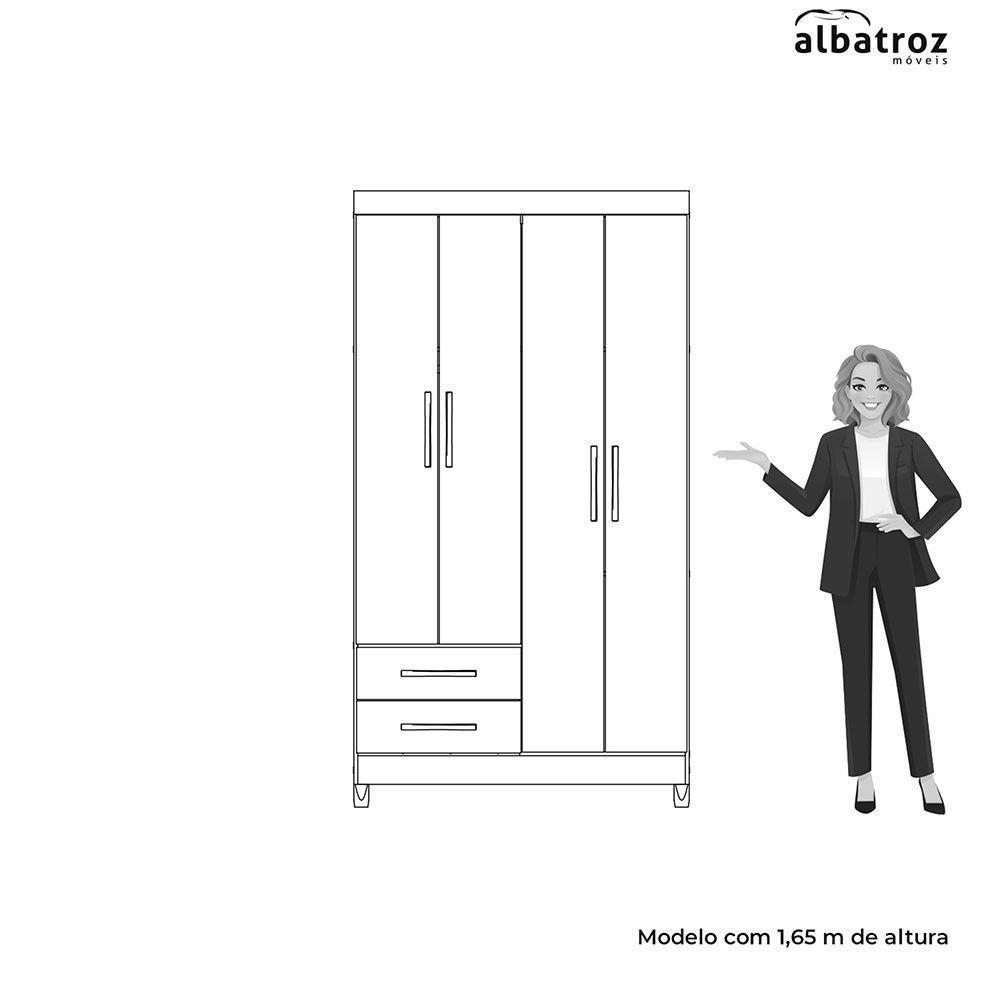 Guarda Roupa âmbar Solteiro 4 Portas Com Espelho Albatroz Freijó/titanium - 7