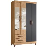 Guarda Roupa âmbar Solteiro 4 Portas Com Espelho Albatroz Freijó/titanium - 1