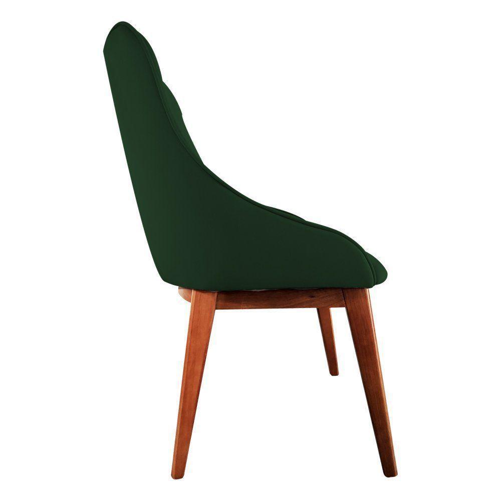Kit 2 Cadeiras De Jantar Luxo Estofada Elisa Anatômica Veludo Verde Base Madeira Maciça Mel - 3
