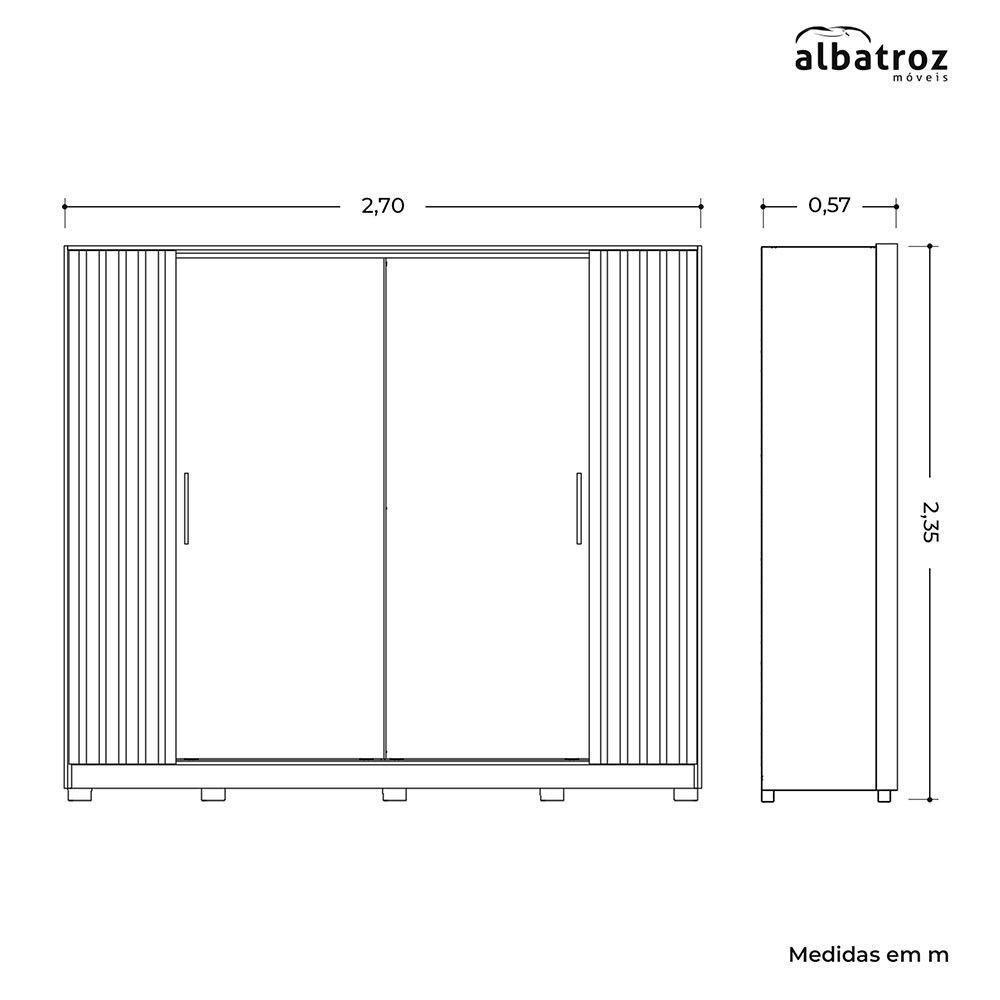 Guarda Roupa Jacarandá 8 Espelhos Ripado 2 Espelhos Albatroz Freijó/off White (flex) - 6