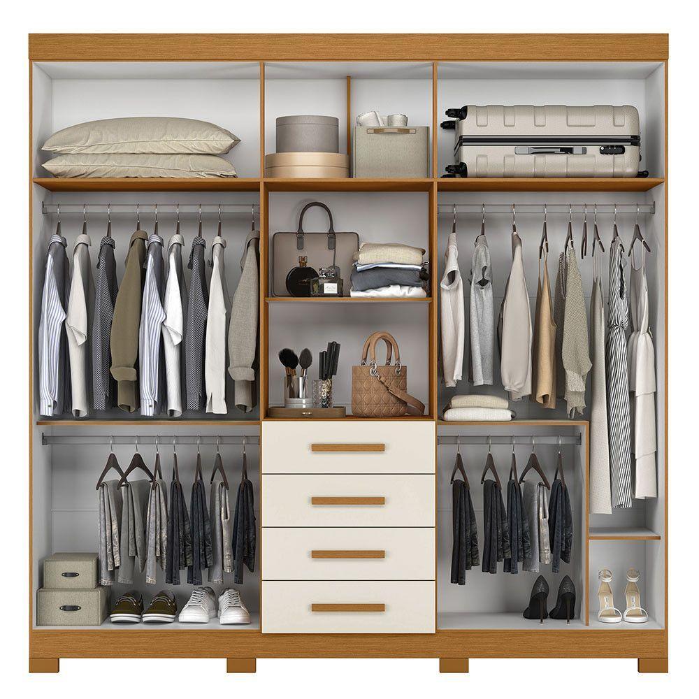 Guarda Roupa Virtus Casal 5 Portas Com Espelho Albatroz Cinamomo/off White - 7