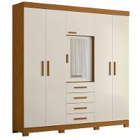 Guarda Roupa Virtus Casal 5 Portas Com Espelho Albatroz Cinamomo/off White - 1