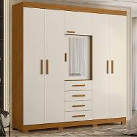 Guarda Roupa Virtus Casal 5 Portas Com Espelho Albatroz Cinamomo/off White - 3