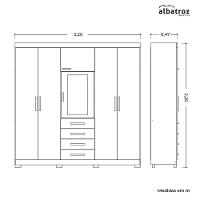 Guarda Roupa Virtus Casal 5 Portas Com Espelho Albatroz Cinamomo/off White - 5