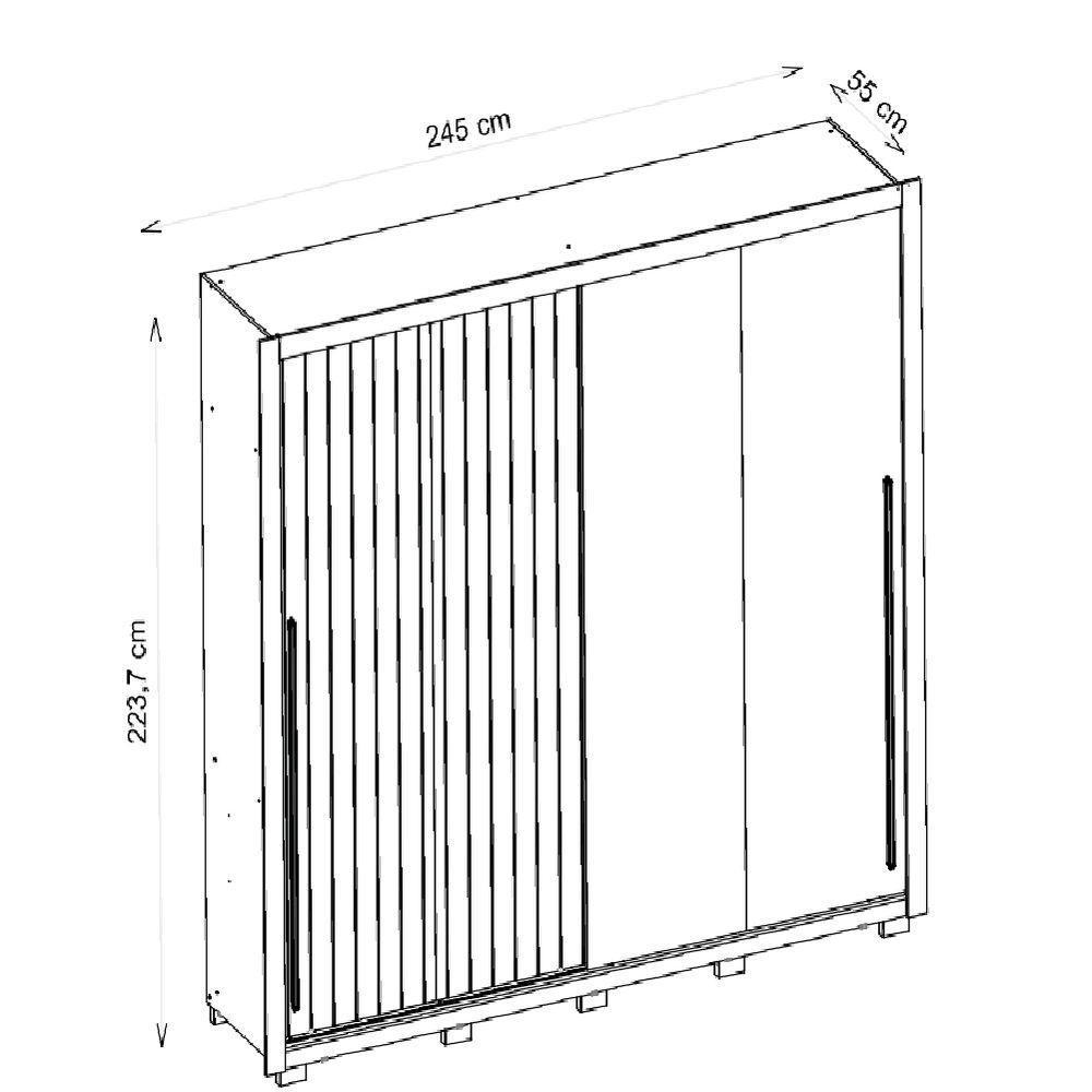 Guarda Roupas Casal Com Ripado E Espelho 2 Portas 4 Gavetas Eloa Branco Caemmun Branco - 4