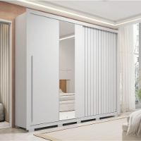 Guarda Roupas Casal Com Ripado E Espelho 2 Portas 4 Gavetas Eloa Branco Caemmun Branco - 1