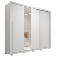 Guarda Roupas Casal Com Ripado E Espelho 2 Portas 4 Gavetas Eloa Branco Caemmun Branco - 2
