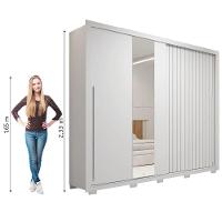 Guarda Roupas Casal Com Ripado E Espelho 2 Portas 4 Gavetas Eloa Branco Caemmun Branco - 7