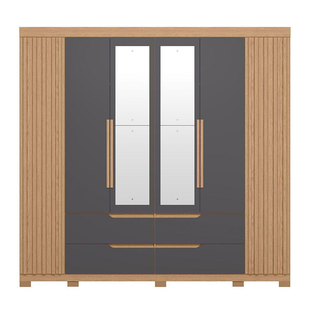 Guarda Roupa Doble Casal 6 Portas Com Espelho Albatroz Freijó/titanium - 3