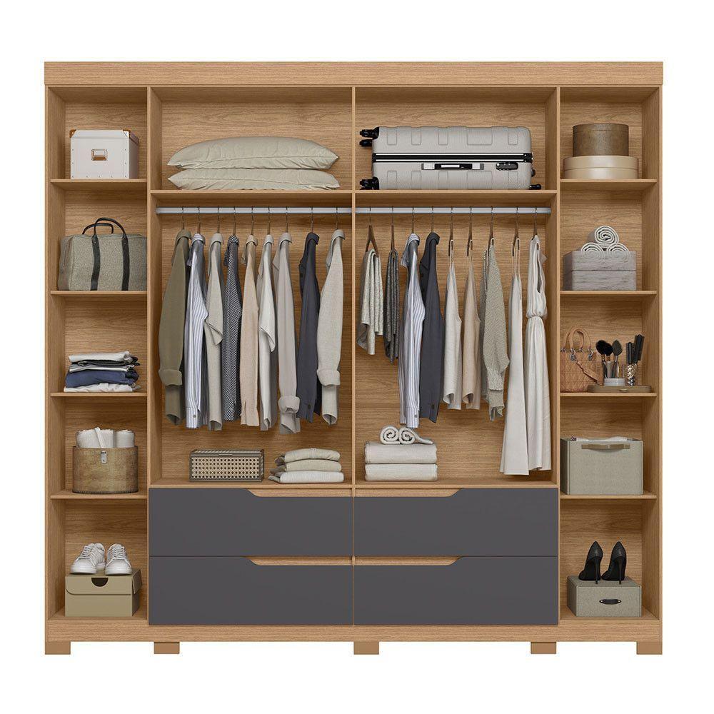 Guarda Roupa Doble Casal 6 Portas Com Espelho Albatroz Freijó/titanium - 4