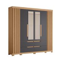 Guarda Roupa Doble Casal 6 Portas Com Espelho Albatroz Freijó/titanium - 1