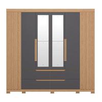 Guarda Roupa Doble Casal 6 Portas Com Espelho Albatroz Freijó/titanium - 3