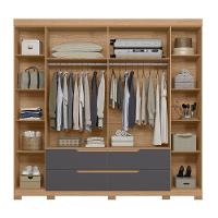 Guarda Roupa Doble Casal 6 Portas Com Espelho Albatroz Freijó/titanium