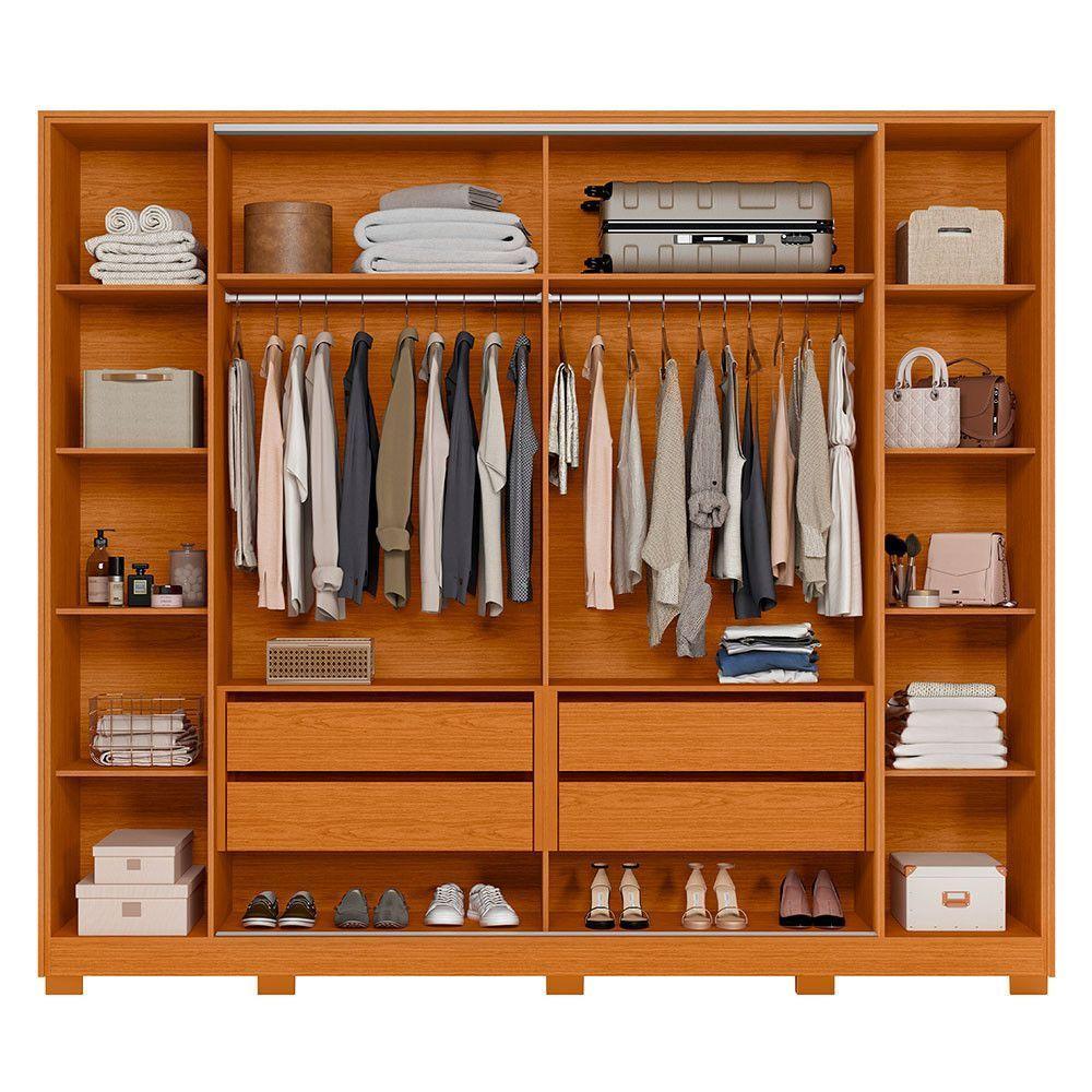 Guarda Roupa Jacarandá 4 Espelhos Ripado 1 Espelho Albatroz Cinamomo/off White - 2