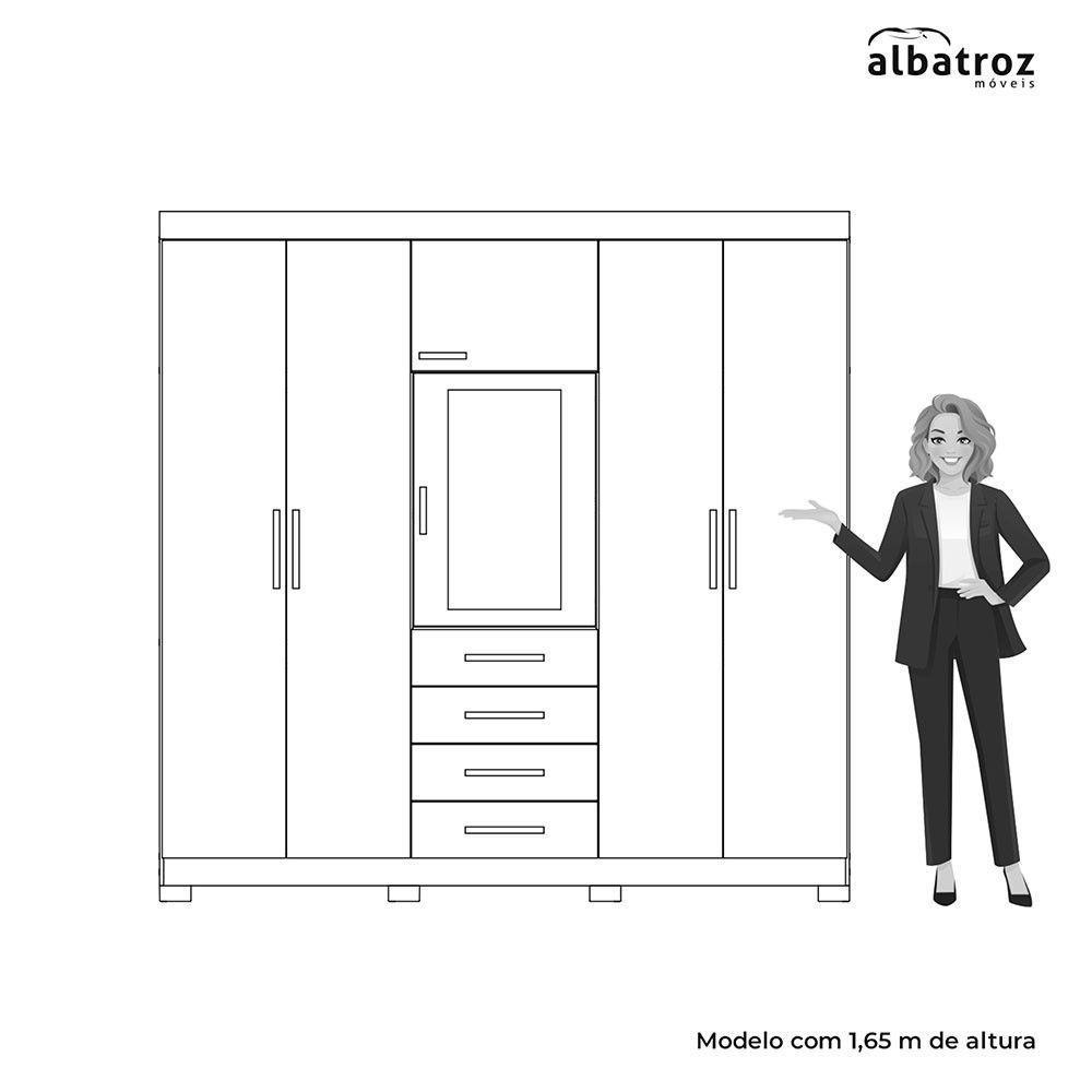 Guarda Roupa Virtus Casal 5 Portas Com Espelho Albatroz Freijó/titanium - 7