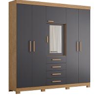 Guarda Roupa Virtus Casal 5 Portas Com Espelho Albatroz Freijó/titanium - 1