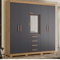 Guarda Roupa Virtus Casal 5 Portas Com Espelho Albatroz Freijó/titanium - 2