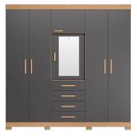 Guarda Roupa Virtus Casal 5 Portas Com Espelho Albatroz Freijó/titanium - 3