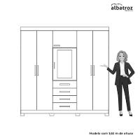 Guarda Roupa Virtus Casal 5 Portas Com Espelho Albatroz Freijó/titanium - 7