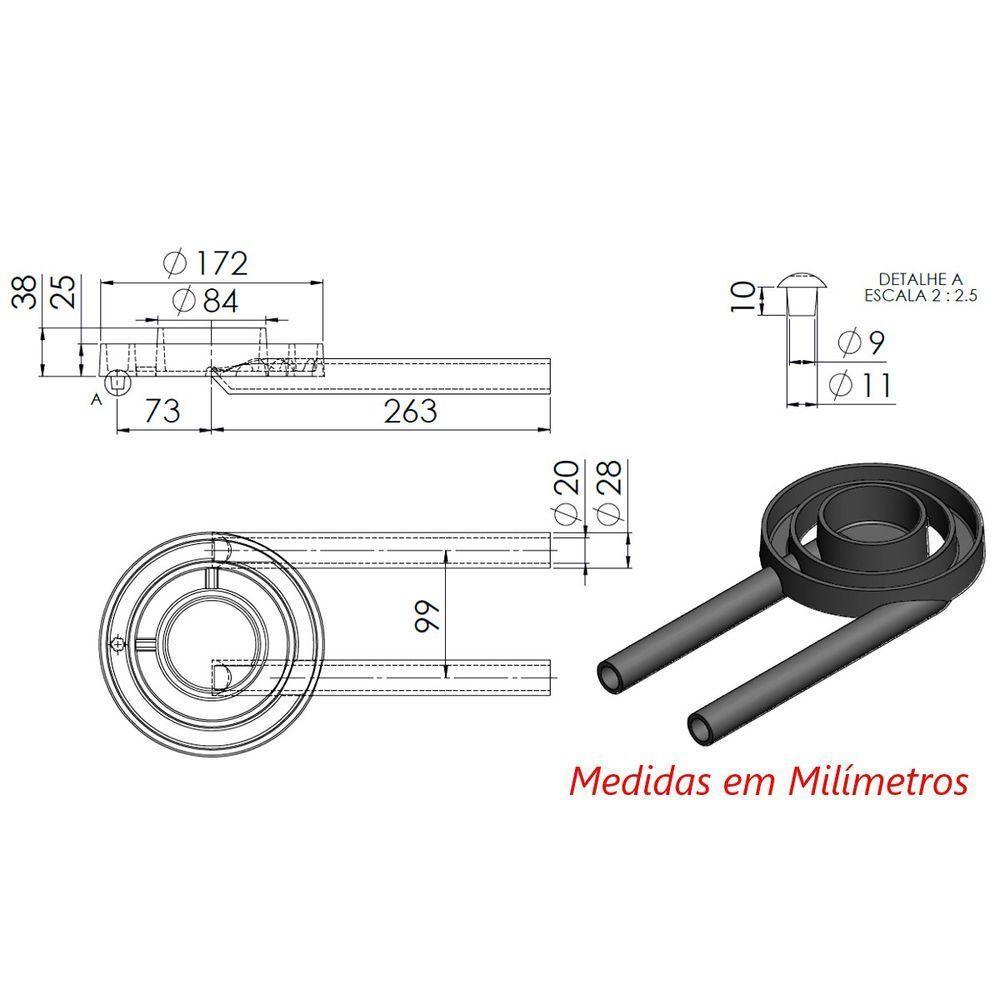 Queimador Duplo Longo Fogão Industrial Ferro Fundido 17,2cm - 2