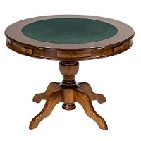 Mesa De Jogos Redonda Tampo Reversível Gavetas E Porta Copos 140cm M04 Imbuia - Lyam Decor - 1