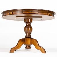 Mesa De Jogos Redonda Tampo Reversível Gavetas E Porta Copos 140cm M04 Imbuia - Lyam Decor - 5