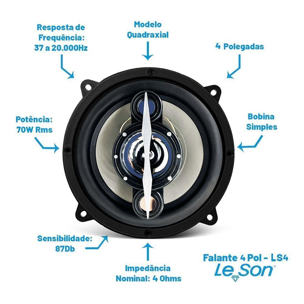 Kit Falante Quadriaxial 4 Pol 140w 4r Cinza Leson - 2