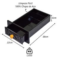 Gaveta Cinzeiro Lareira Chapa Aço Colonial 38 x 22 x 6cm Preta - 2