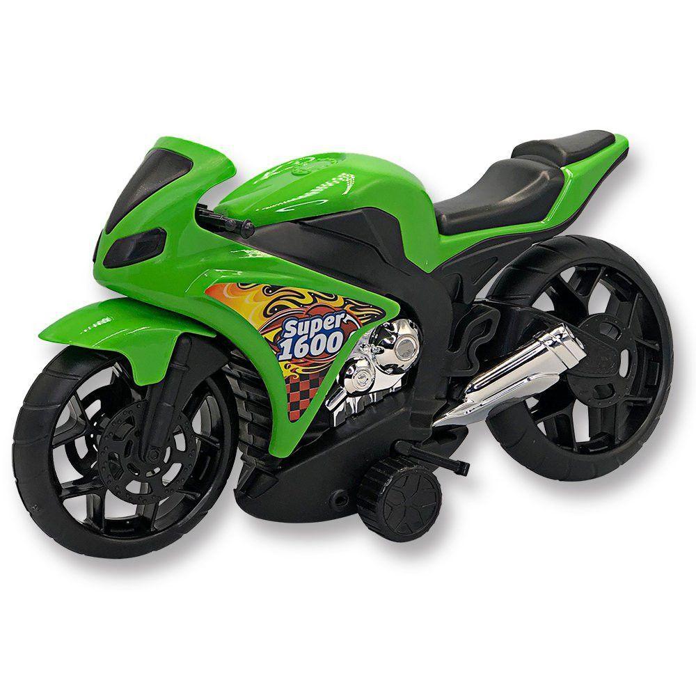 Super Moto 1600 Esportiva Com Rodas Com Fricção - Verde - 1