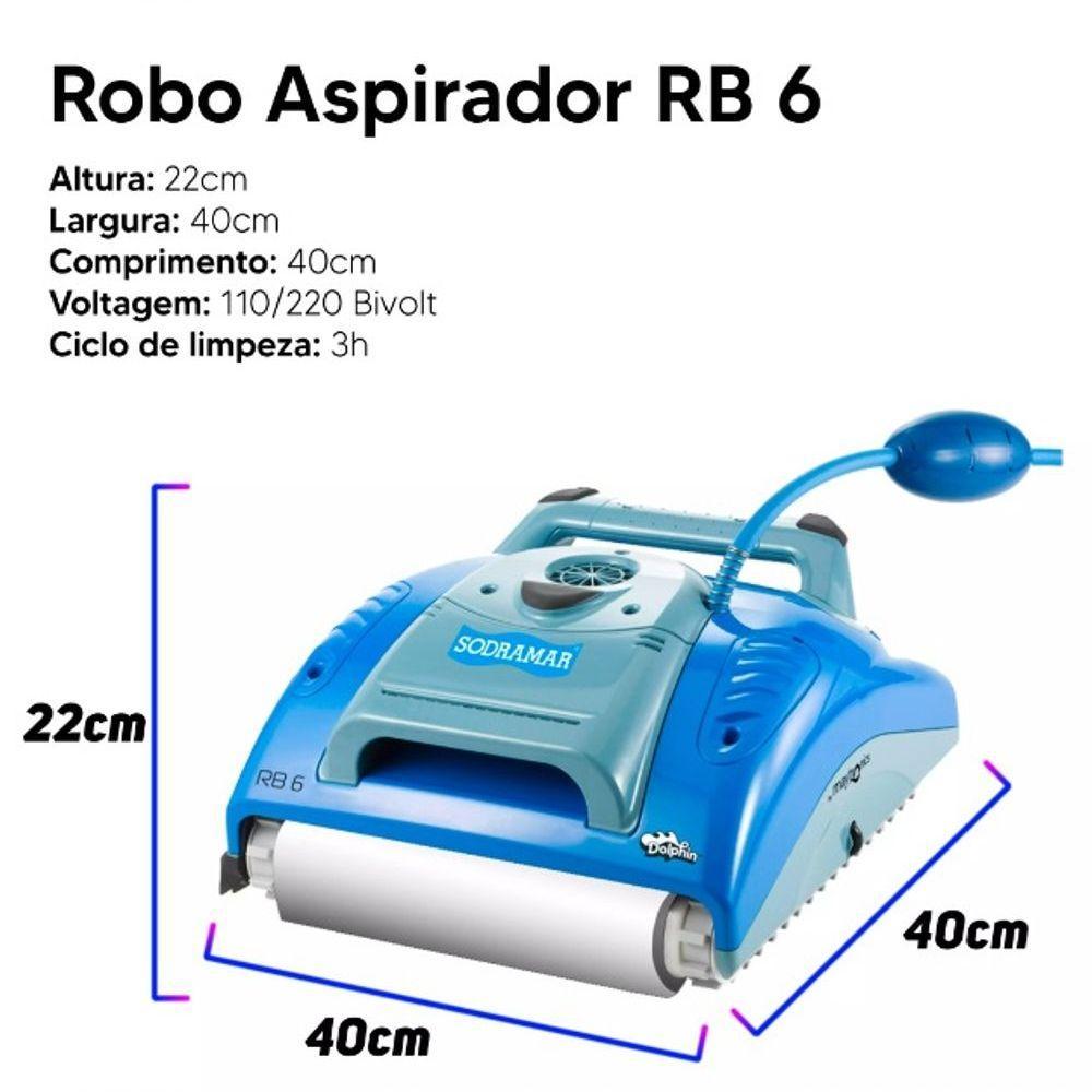 Robô Aspirador Automático Para Limpeza De Piscina Sodramar Rb6 Monofásico 110/220v - Até 12m De Comprimento - 4