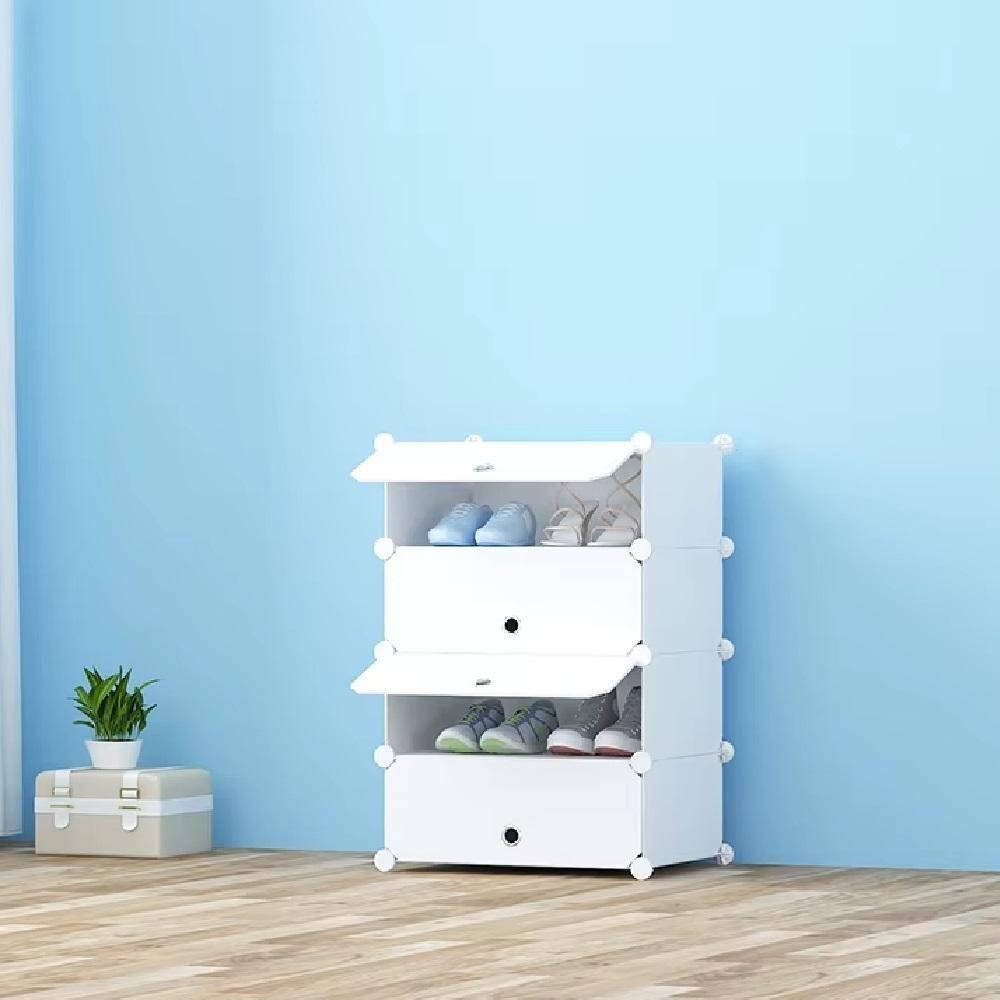 Guarda Roupa Sapateira Modular 4 Prateleiras Portatil Organizador Brinquedos Armario Quarto Sala Multiuso Branco - 2