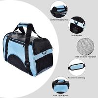 Mochila Pet Cachorro Bolsa Transporte Gato Canguru Caes Mala Dobravel Viagem Aviao Carro Azul