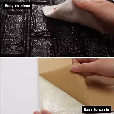 Papel De Parede Painel 3d Tijolo Preto Placa Auto Adesivo 77x70cm Revestimento Espuma Autocolante
