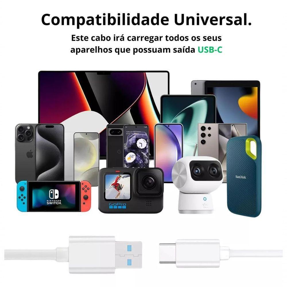 Cabo Carregador Turbo Usb Para Usb C Reforçado - 3