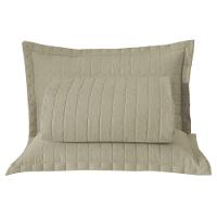 Kit Cobre Leito Colcha Bellini Casal Padrão Dupla Face Percal 300 Fios Textura Matelassê 3 Peças - Cáqui - 1