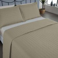 Kit Cobre Leito Colcha Bellini Casal Padrão Dupla Face Percal 300 Fios Textura Matelassê 3 Peças - Cáqui - 8