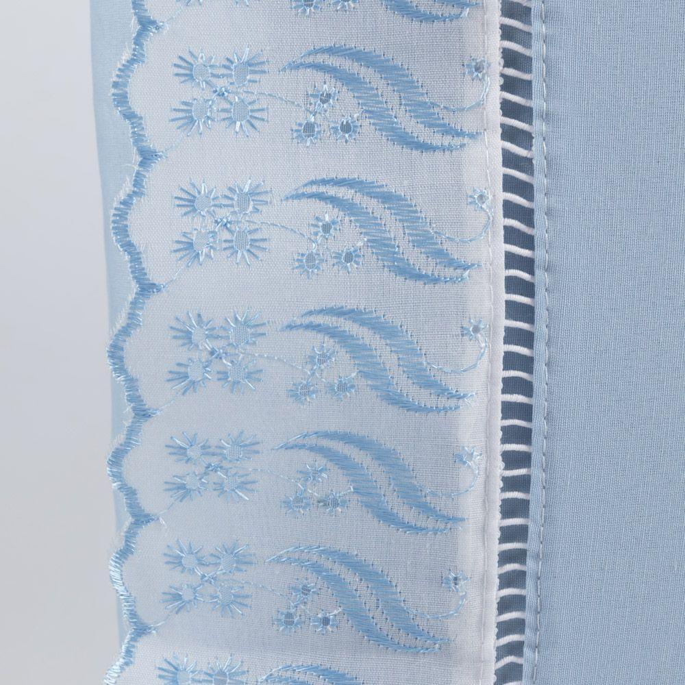 Jogo Cama Lençol Paris King Percal 180 Fios 100% Algodão Lese Bordada 3 Peças - Azul Claro - 6