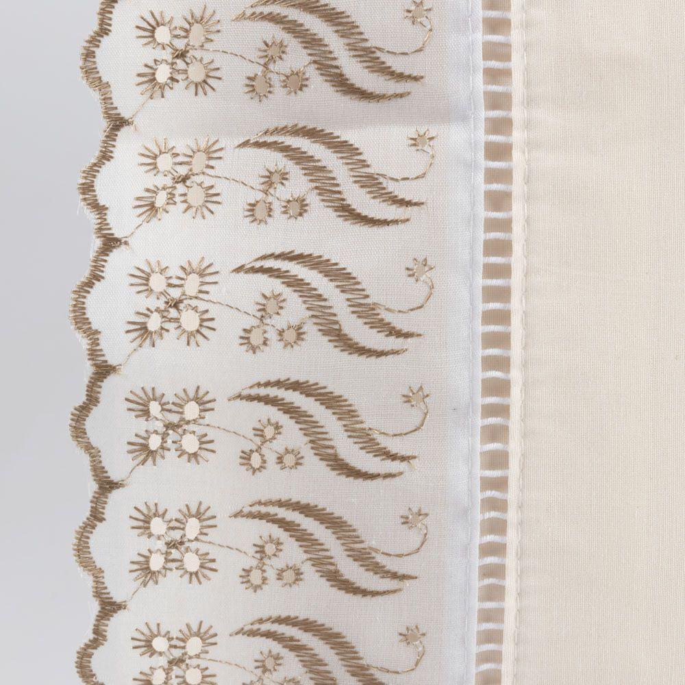 Jogo Cama Lençol Paris Casal Padrão Percal 180 Fios 100% Algodão Lese Bordada 4 Peças - Palha - 2