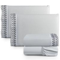 Jogo Cama Lençol Paris Casal Padrão Percal 180 Fios 100% Algodão Lese Bordada 4 Peças - Cinza - 2