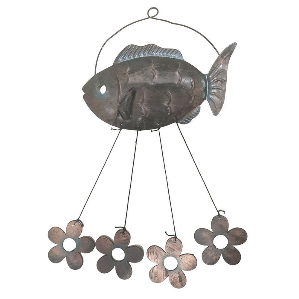 Sino Dos Ventos Peixe Flores Jardim Decoraçao Janela Varanda Quintal Enfeite Ambiente - 1