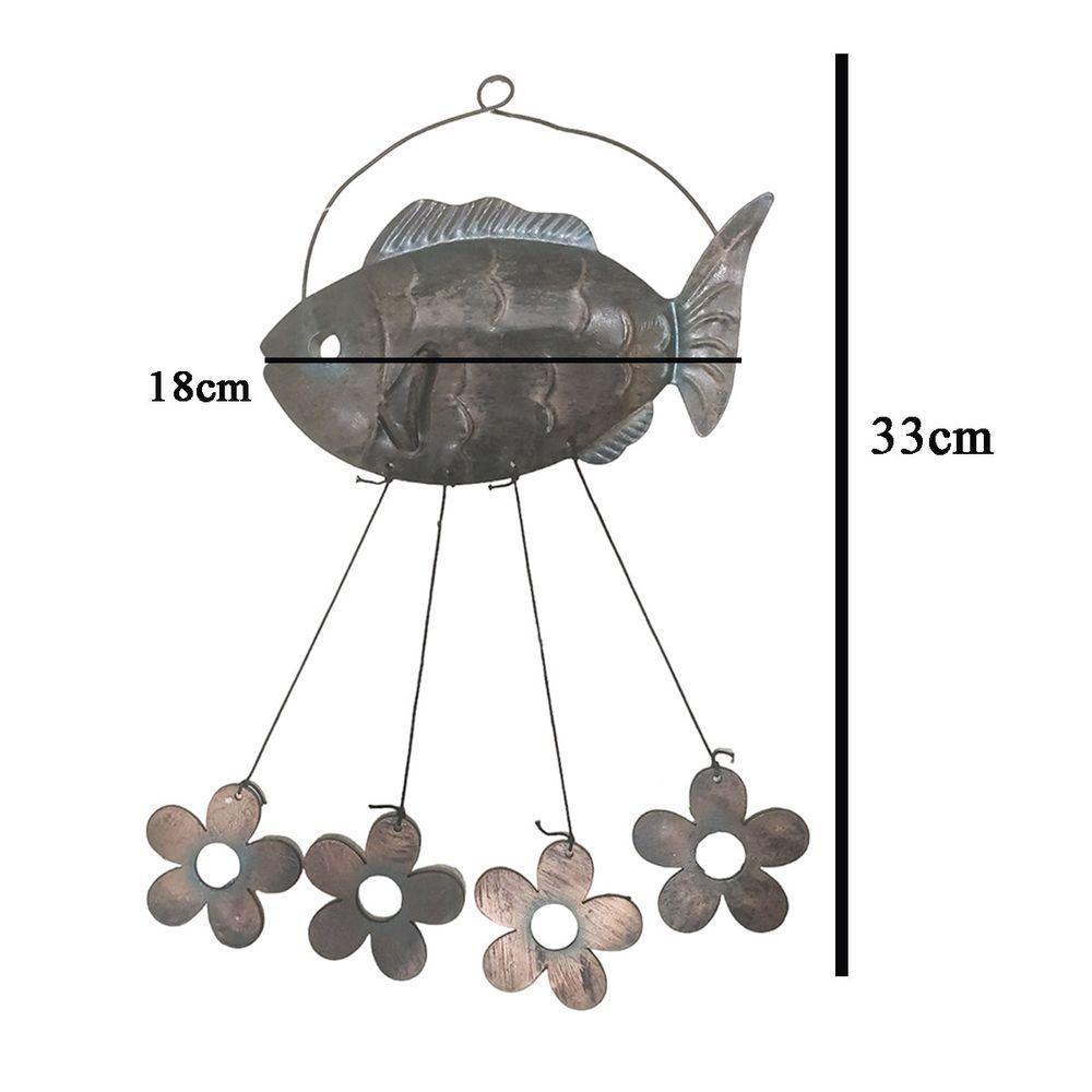 Sino Dos Ventos Peixe Flores Jardim Decoraçao Janela Varanda Quintal Enfeite Ambiente - 2