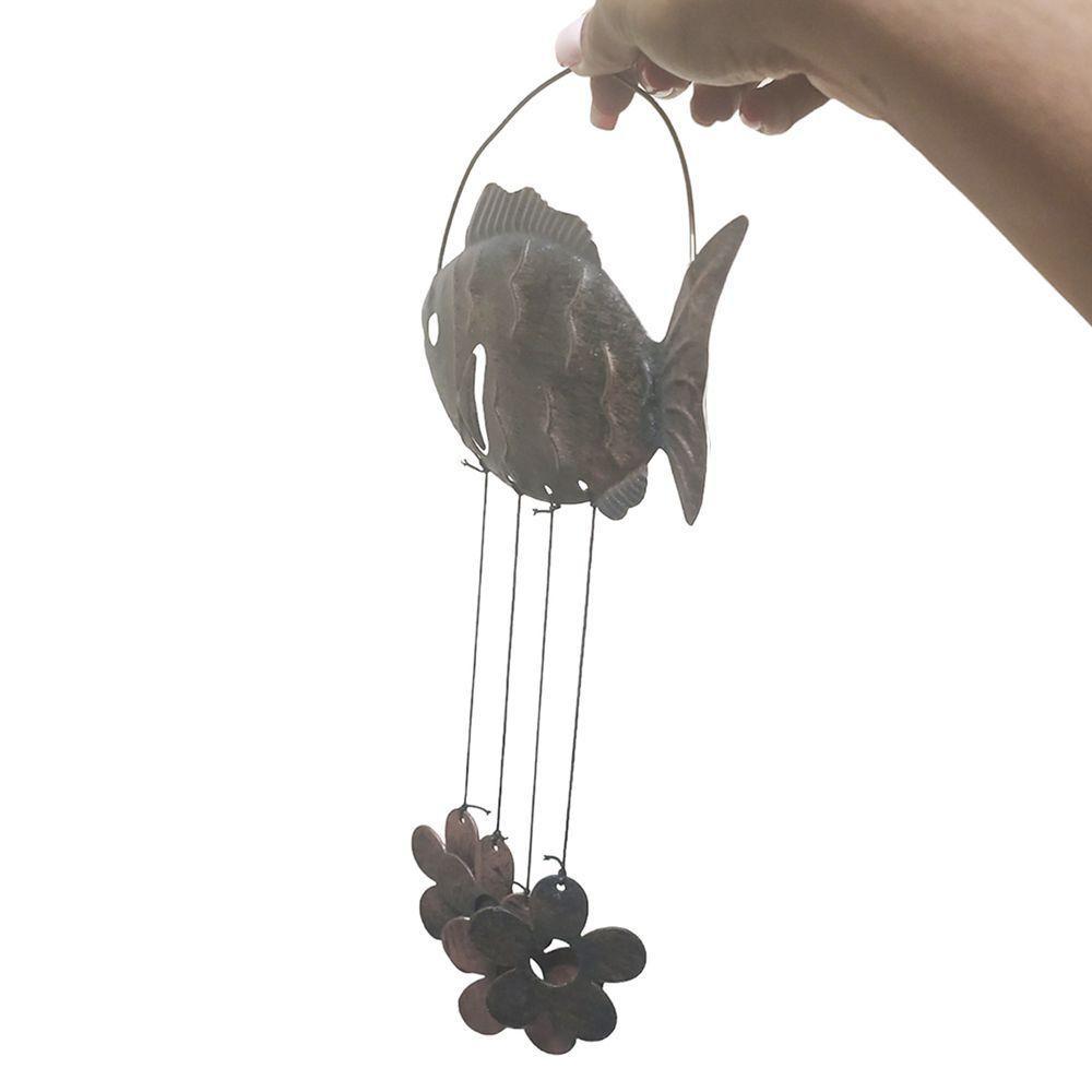 Sino Dos Ventos Peixe Flores Kit 2 Unidades Jardim Quintal Decoraçao Varanda Enfeite Ambiente Externo - 4