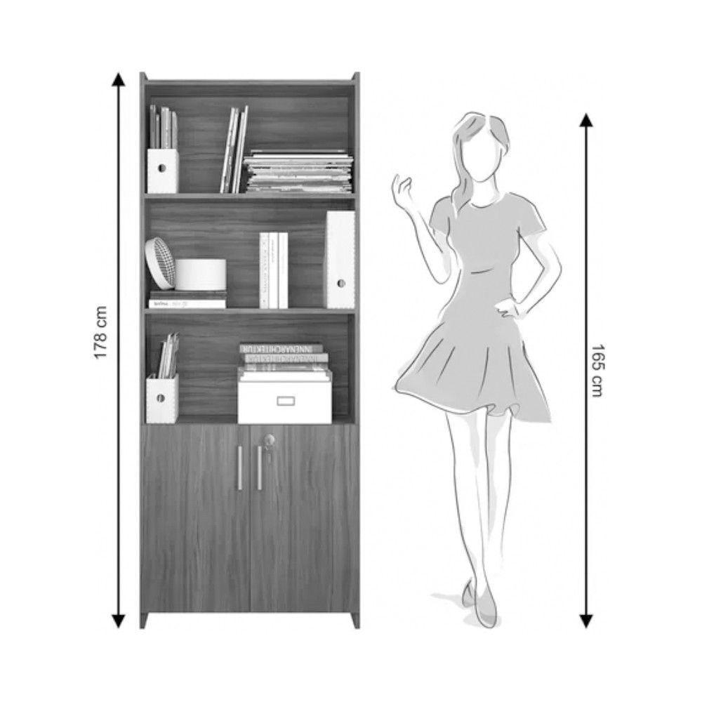 Armário Multiuso Escritório 2 Portas Com Chave Notável Branco Brilho New - 3