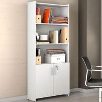 Armário Multiuso Escritório 2 Portas Com Chave Notável Branco Brilho New - 1