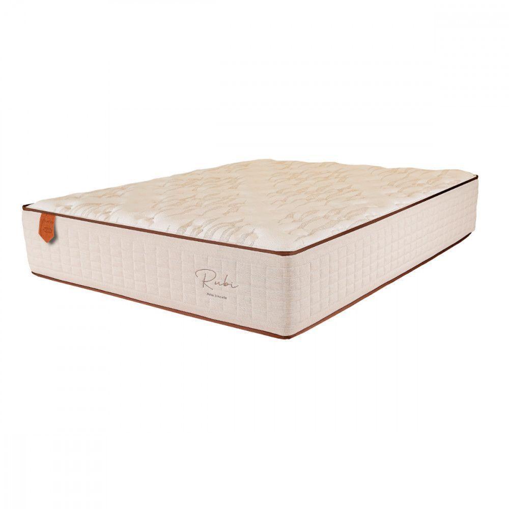 Colchão De Casal Rubi 138x188x32 Mola Ensacada Bege E Branco Bege Com Branco - 1