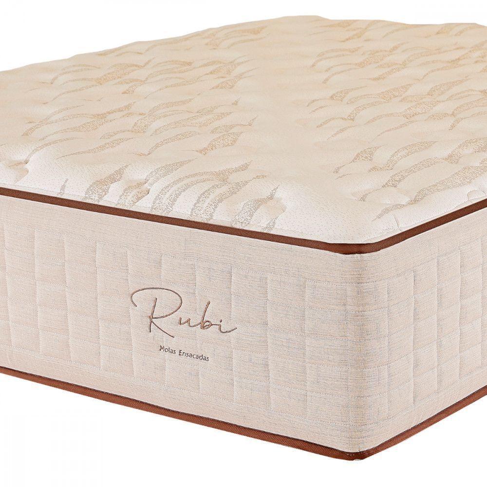 Colchão De Casal Rubi 138x188x32 Mola Ensacada Bege E Branco Bege Com Branco - 2