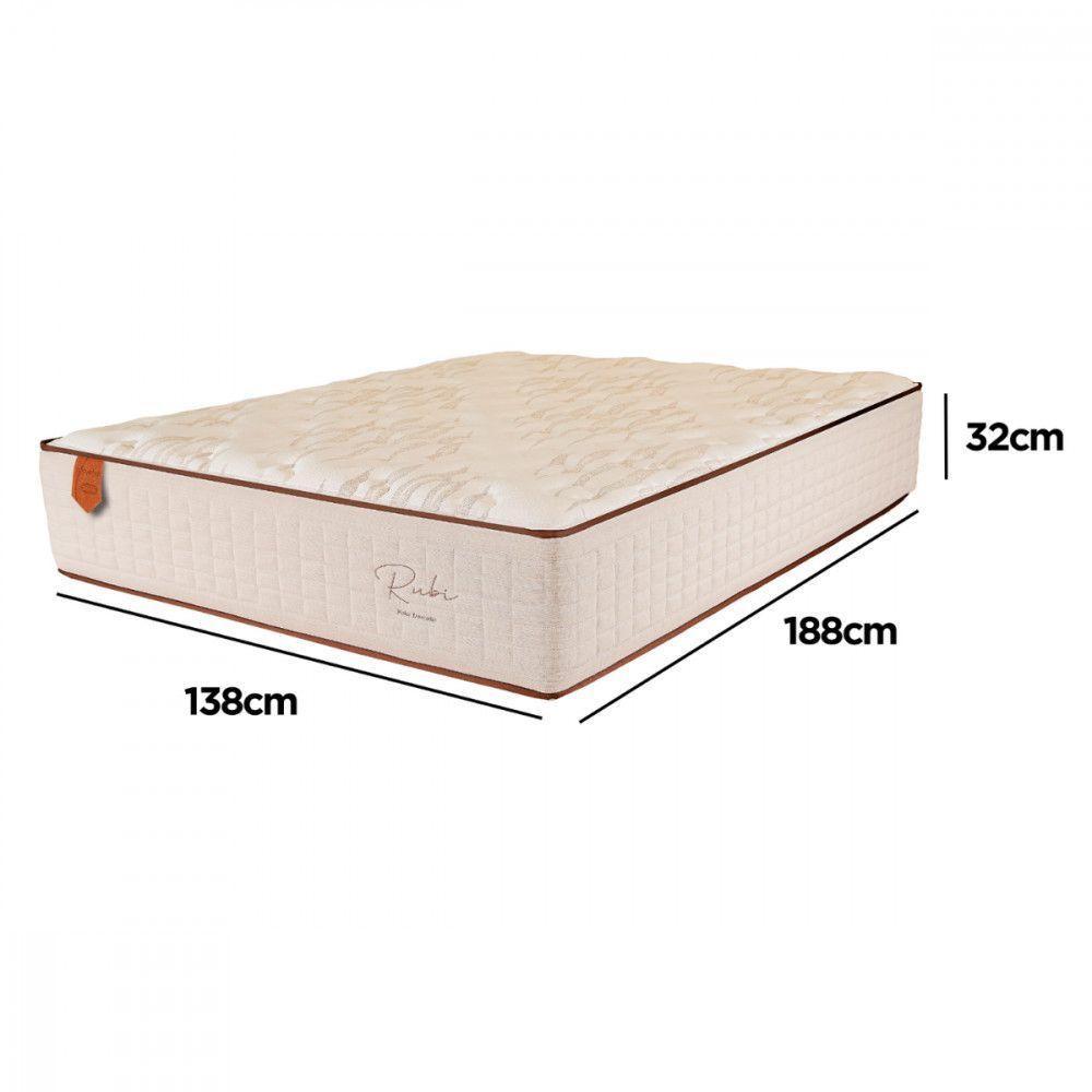 Colchão De Casal Rubi 138x188x32 Mola Ensacada Bege E Branco Bege Com Branco - 3