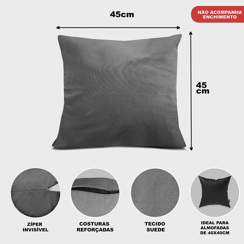 Kit 2 Capas De Almofadas Velusoft Cinza 45x45cm Cama Inbox - 2